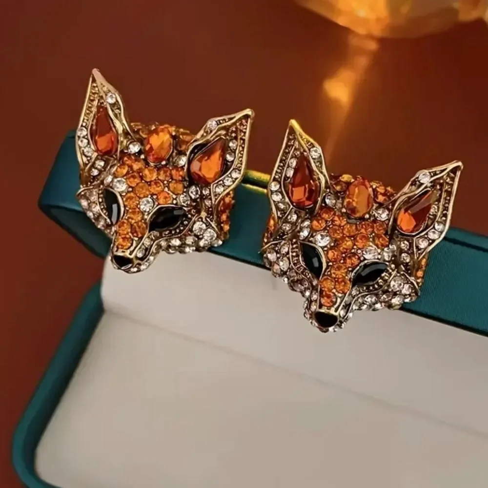 Bohemian Fox Rhinestone Crystal Statement Necklace & Earring Set